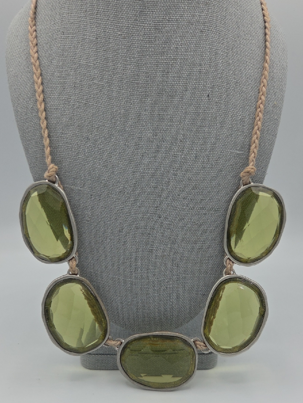 Coldwater Creek Olive Green Faceted Necklace